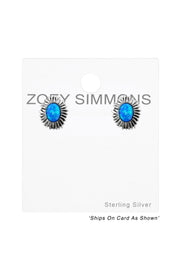 Sterling Silver Flower Ear Studs With Opal - SS