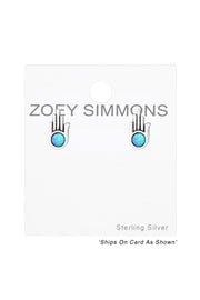 Sterling Silver Hamsa Ear Studs With Opal - SS