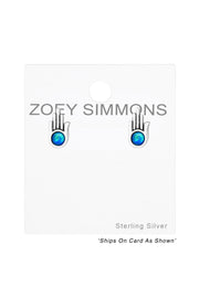 Sterling Silver Hamsa Ear Studs With Opal - SS