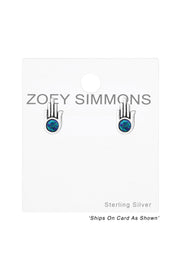 Sterling Silver Hamsa Ear Studs With Opal - SS