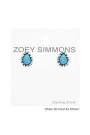 Sterling Silver Pear Ear Studs With Opal - SS