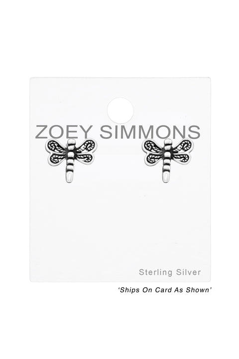 Sterling Silver Dragonfly Ear Studs - SS