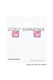 Sterling Silver Round 4mm Ear Studs With Cubic Zirconia - SS