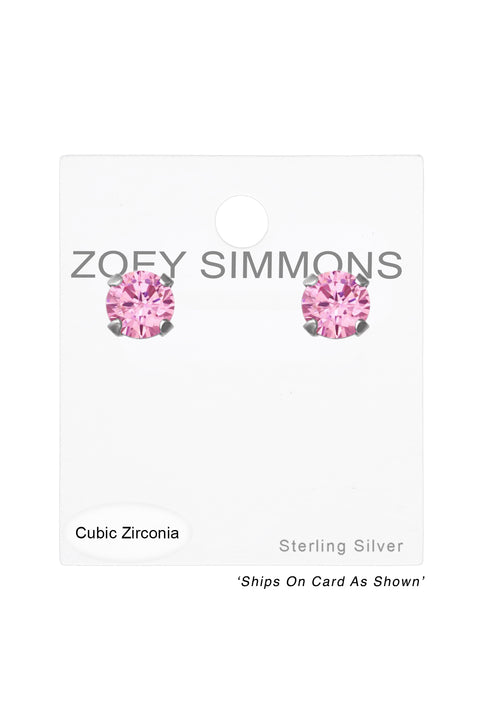 Sterling Silver Round 4mm Ear Studs With Cubic Zirconia - SS
