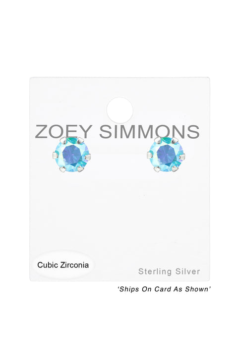 Sterling Silver Round 4mm Ear Studs With Cubic Zirconia - SS
