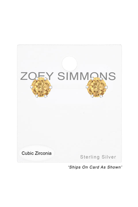 Sterling Silver Round 6mm Ear Studs With Cubic Zirconia - SS