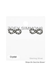 Sterling Silver Infinity Ear Studs With Crystal - SS