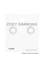 Sterling Silver Circle Ear Studs With Crystal - SS