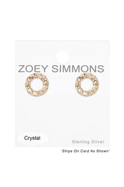 Sterling Silver Circle Ear Studs With Crystal - SS