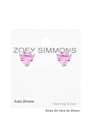 Sterling Silver Heart 3mm Ear Studs With Cubic Zirconia - SS