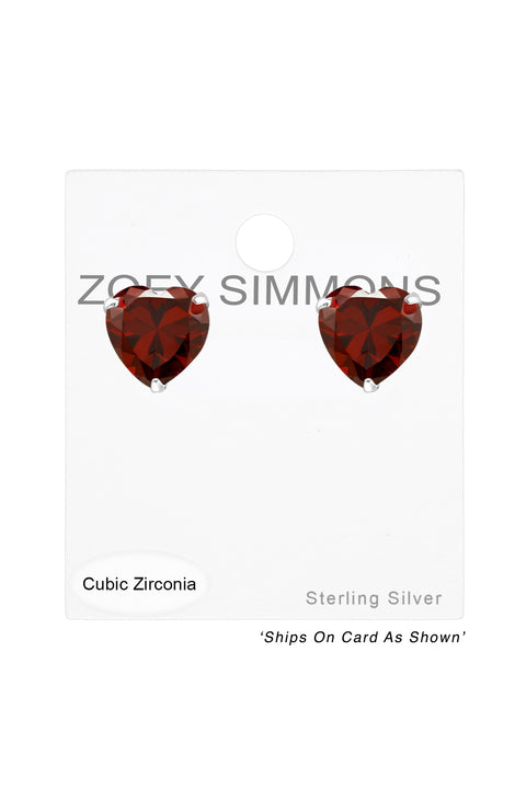 Sterling Silver Heart 8mm Ear Studs With Cubic Zirconia - SS