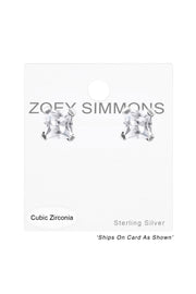 Sterling Silver Square 2mm Ear Studs With CZ - SS