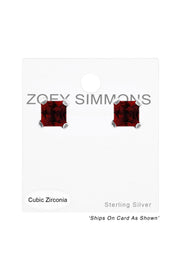 Sterling Silver Square 2mm Ear Studs With CZ - SS