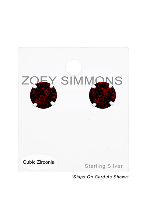 Sterling Silver Round 7mm Ear Studs With Cubic Zirconia - SS