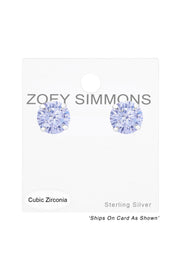 Sterling Silver Round 7mm Ear Studs With Cubic Zirconia - SS