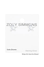 Sterling Silver Star 3mm Ear Studs With Cubic Zirconia - SS