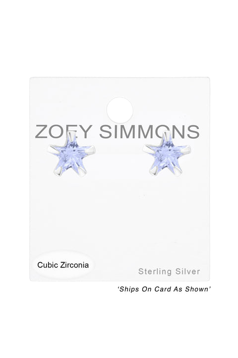 Sterling Silver Star 3mm Ear Studs With Cubic Zirconia - SS
