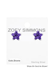 Sterling Silver Star 4mm Ear Studs With Cubic Zirconia - SS