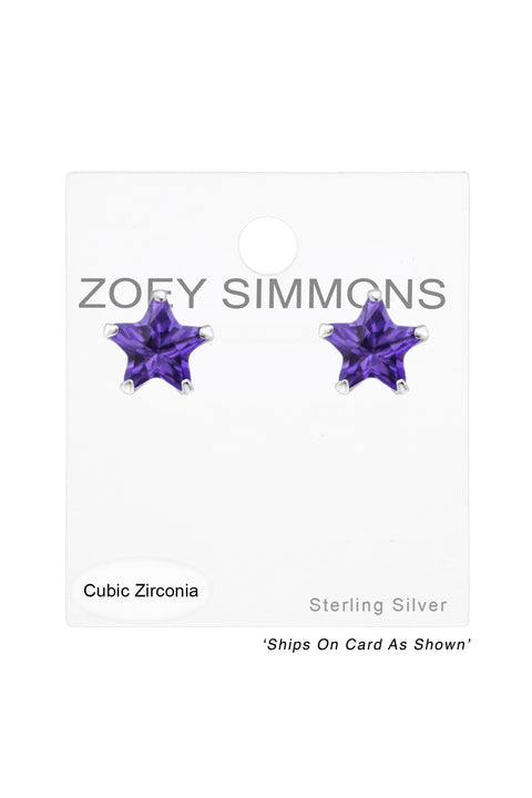 Sterling Silver Star 4mm Ear Studs With Cubic Zirconia - SS