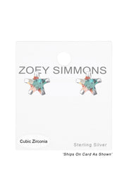 Sterling Silver Star 6mm Ear Studs With Cubic Zirconia - SS
