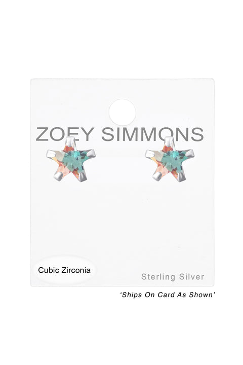 Sterling Silver Star 6mm Ear Studs With Cubic Zirconia - SS