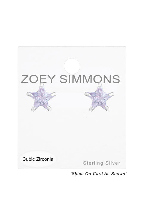 Sterling Silver Star 7mm Ear Studs With Cubic Zirconia - SS