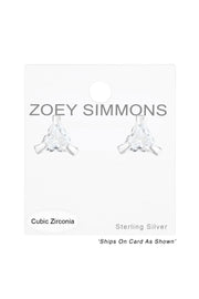 Sterling Silver Triangle 6mm Ear Studs With CZ - SS