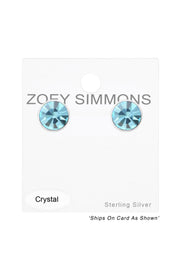 Sterling Silver Round 2mm Ear Studs With Crystals - SS