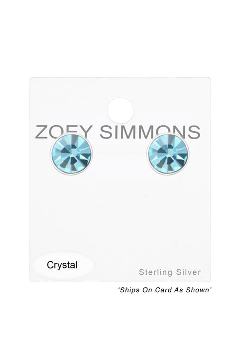 Sterling Silver Round 2mm Ear Studs With Crystals - SS