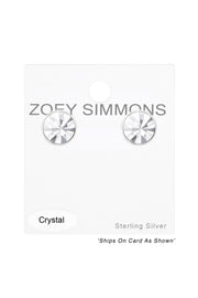 Sterling Silver Round 2mm Ear Studs With Crystals - SS