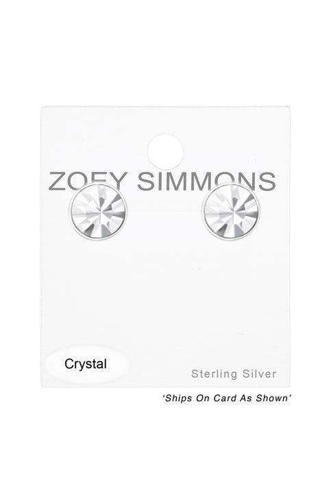 Sterling Silver Round 2mm Ear Studs With Crystals - SS