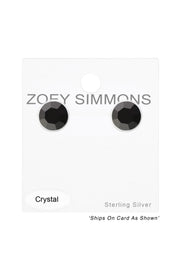 Sterling Silver Round 2mm Ear Studs With Crystals - SS