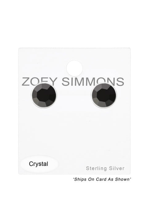 Sterling Silver Round 2mm Ear Studs With Crystals - SS