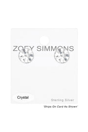 Sterling Silver Round 2.5mm Ear Studs With Crystals - SS