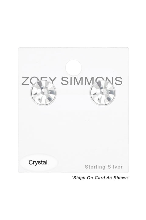 Sterling Silver Round 2.5mm Ear Studs With Crystals - SS