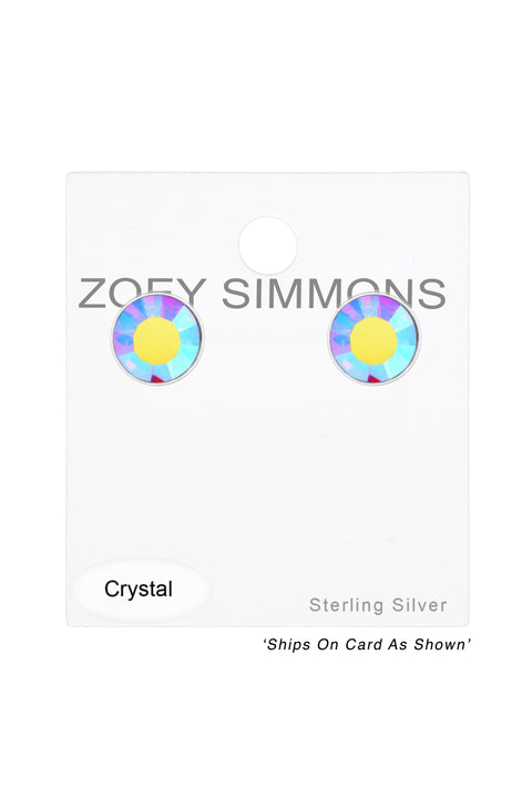 Sterling Silver Round 3mm Ear Studs With Crystals - SS