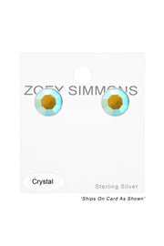 Sterling Silver Round 3mm Ear Studs With Crystals - SS