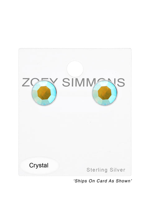 Sterling Silver Round 3mm Ear Studs With Crystals - SS