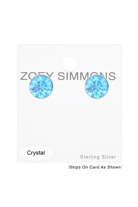 Sterling Silver Round 3mm Ear Studs With Crystals - SS