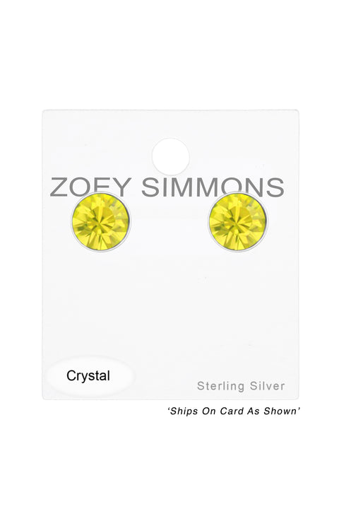 Sterling Silver Round 3mm Ear Studs With Crystals - SS