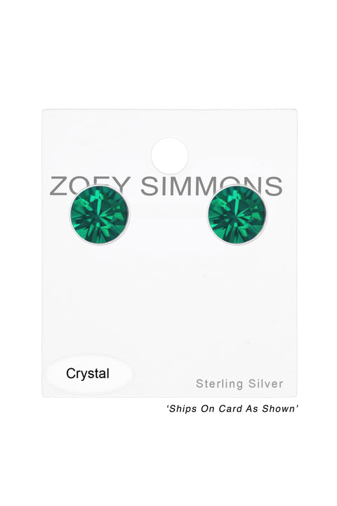 Sterling Silver Round 3mm Ear Studs With Crystals - SS