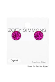 Sterling Silver Round 3mm Ear Studs With Crystals - SS