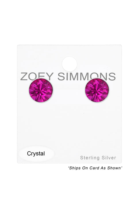 Sterling Silver Round 3mm Ear Studs With Crystals - SS