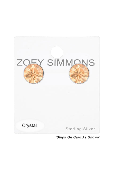 Sterling Silver Round 3mm Ear Studs With Crystals - SS