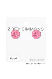 Sterling Silver Round 3mm Ear Studs With Crystals - SS