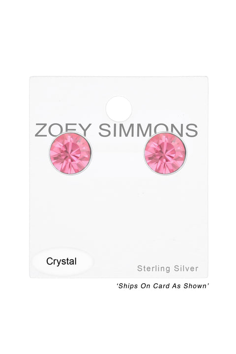 Sterling Silver Round 3mm Ear Studs With Crystals - SS