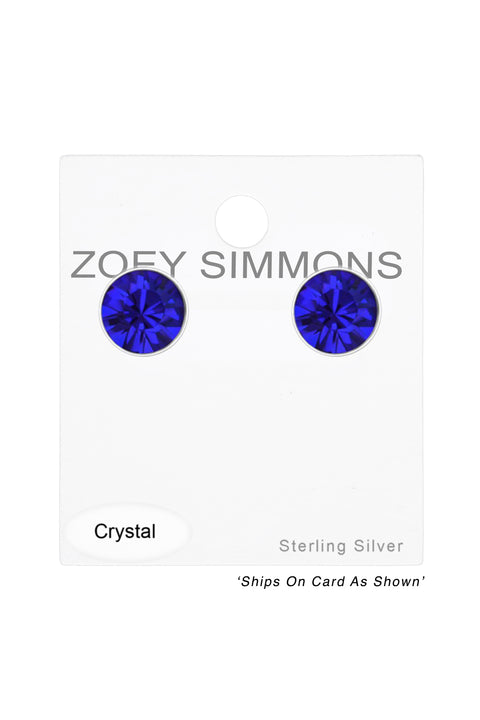 Sterling Silver Round 3mm Ear Studs With Crystals - SS