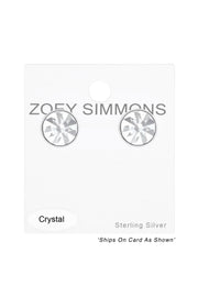 Sterling Silver Round 3.5mm Ear Studs With Crystals - SS