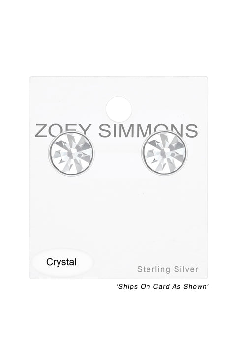 Sterling Silver Round 3.5mm Ear Studs With Crystals - SS