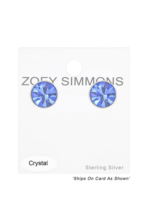 Sterling Silver Round 3.5mm Ear Studs With Crystals - SS